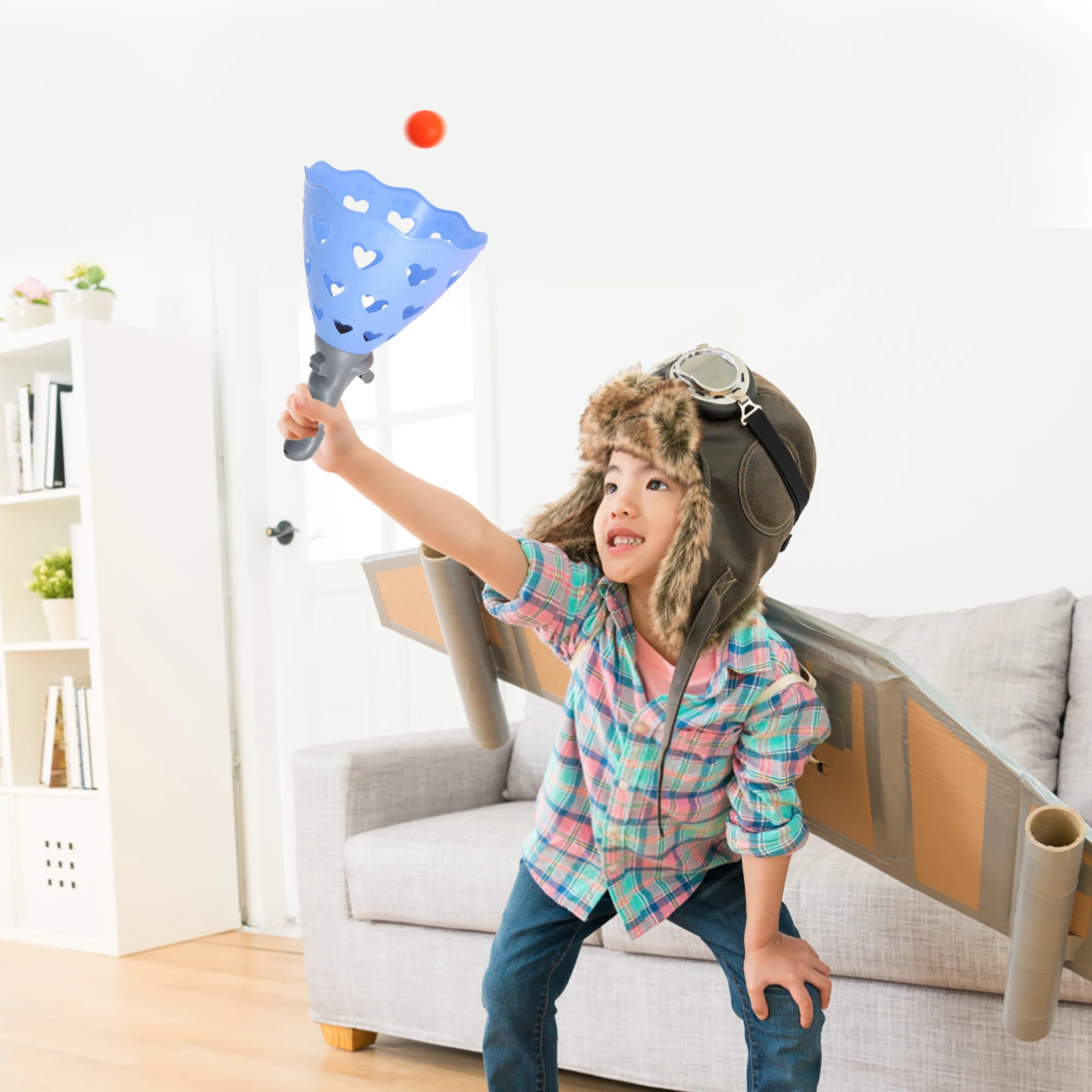 

Plastic Balls Kids Ball Launcher Blue Pink Family Game Outdoor Indoor Toys Ball Catch Launcher Interactive Pop Pass