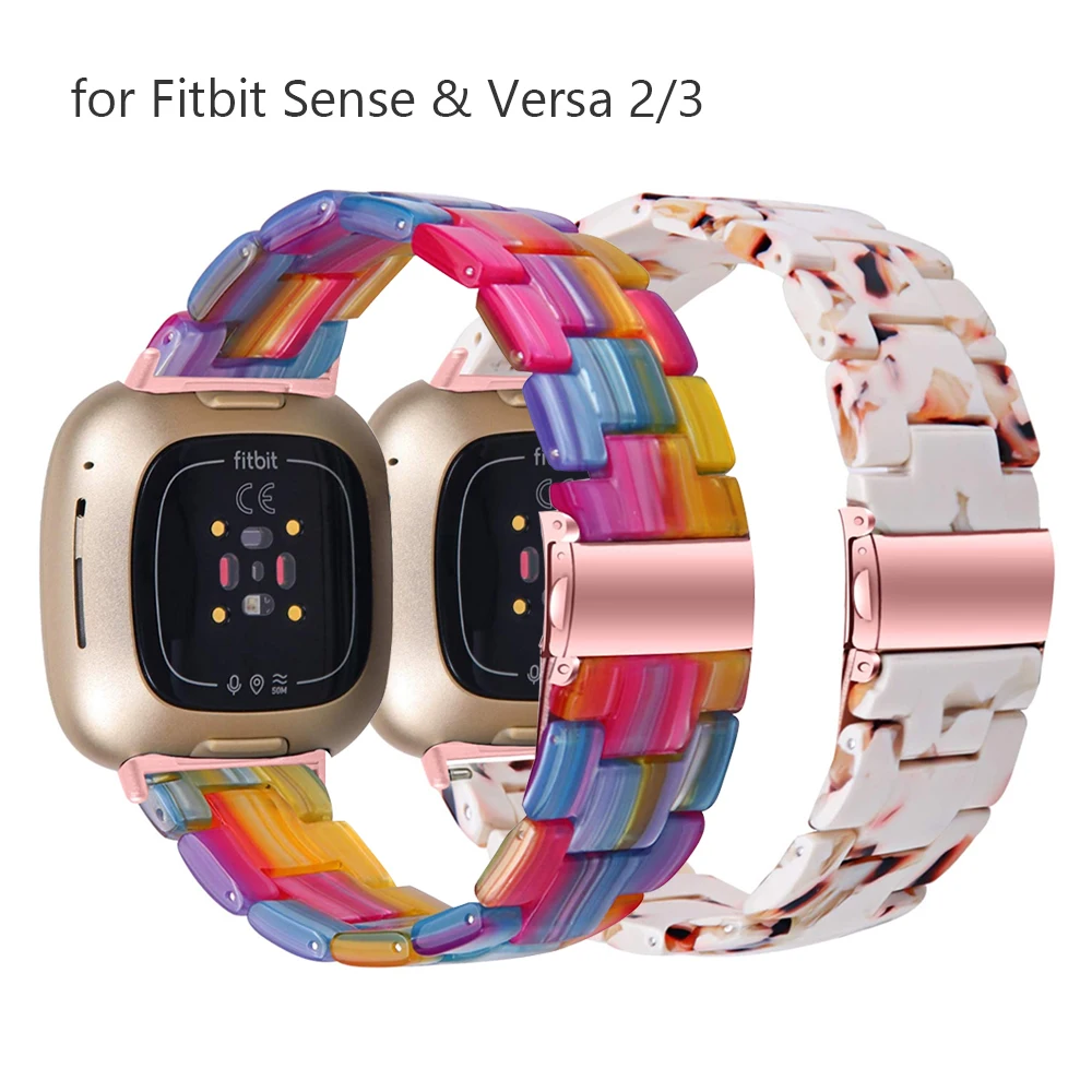 Colorful Resin Watch Strap for Fitbit Sense Band Replacement Bracelet for Versa 2/3/Lite Bands Wristband for Women Men Luxury