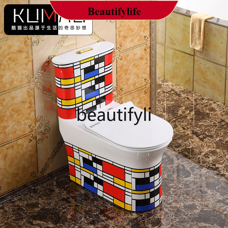 

B185 European-stylehousehold water pump color gold toilet,super swirl water-saving deodorant toilet personalized color ceramic t