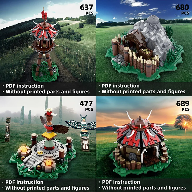 

diy and match the tribal base in your heart to build your own tribe, Warcraff！Special offer tribal village building blocks