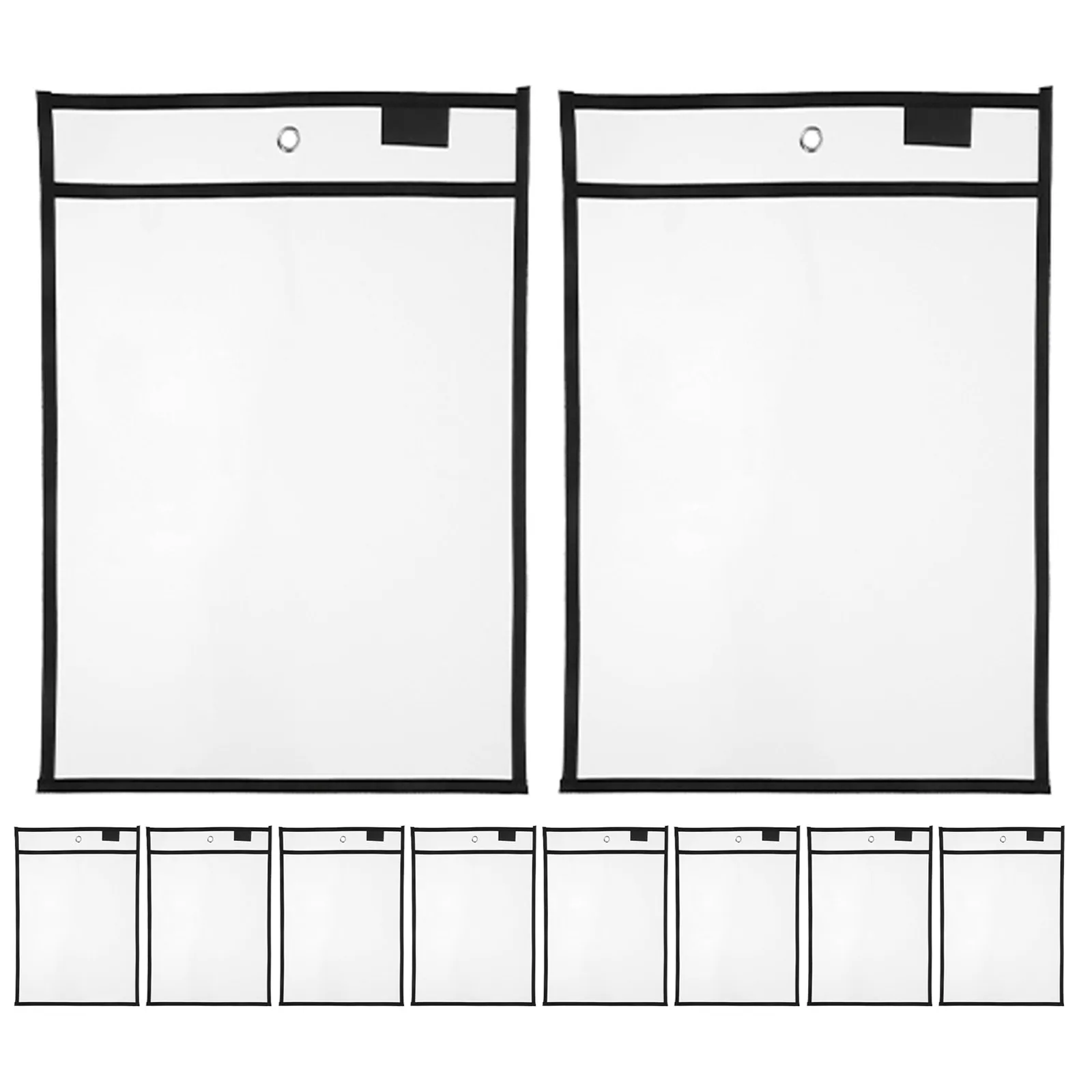 10Pcs Black Dry Erase Pockets Reusable Hanging Writable Sheet Protectors Classroom Management Teacher Supplies 10x14 Inch