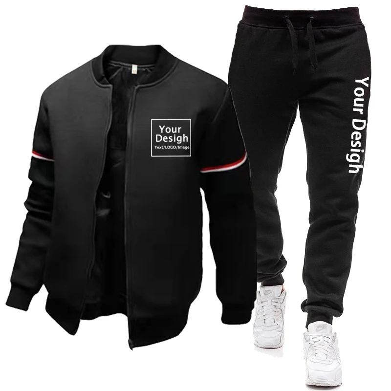 Custom Logo Jacket Sets DIY Your Design Baseball Uniform Windbreak Coat Male Winter Fashion Long Sleeve Trousers Tracksuits Suit