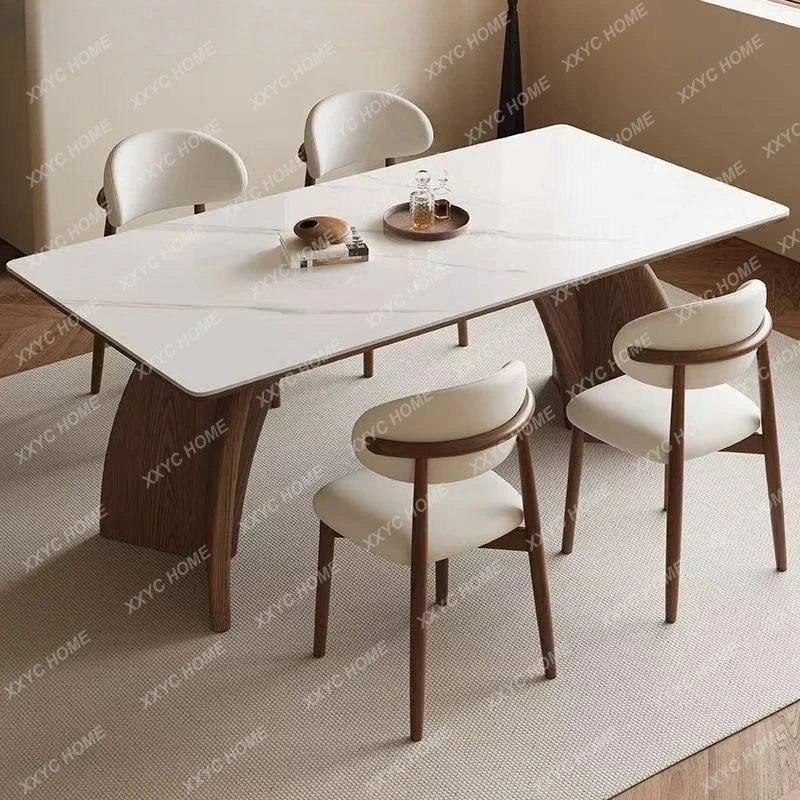 

Обеденный стол и стулья LXRetro, простой домашний обеденный стол для небольшой квартиры, прямоугольный обеденный стол и стулья из массива дерева.