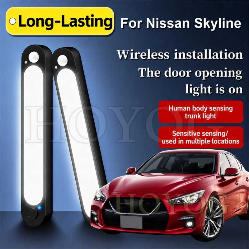 For Nissan Skyline 1957-2026 Car Trunk Light LED Lamp Magnetic Sensor Wireless Stick On Boot Cargo Light Sedan Interior Cabin