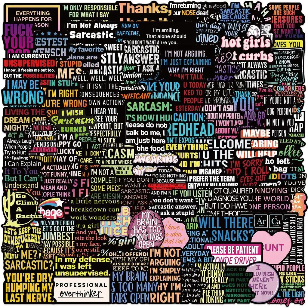 

Sarcastic Quote Collage Sticker Pack (110 Pcs) - Waterproof DIY Decor for Phone Covers, Scrapbooks & Bottles Sticker Story Store