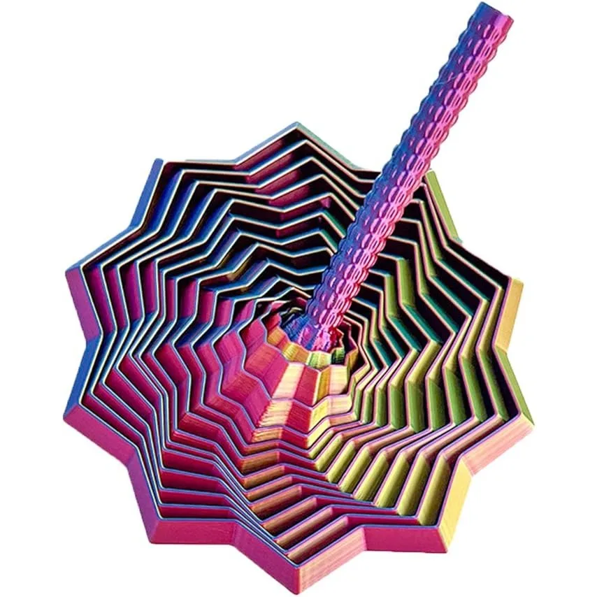 Stella sensoriale espandata stampata in 3D, maniglie facili da impugnare, girandola esagonale a spirale vorticosa per stress (rosso e blu, 4,64 pollici)