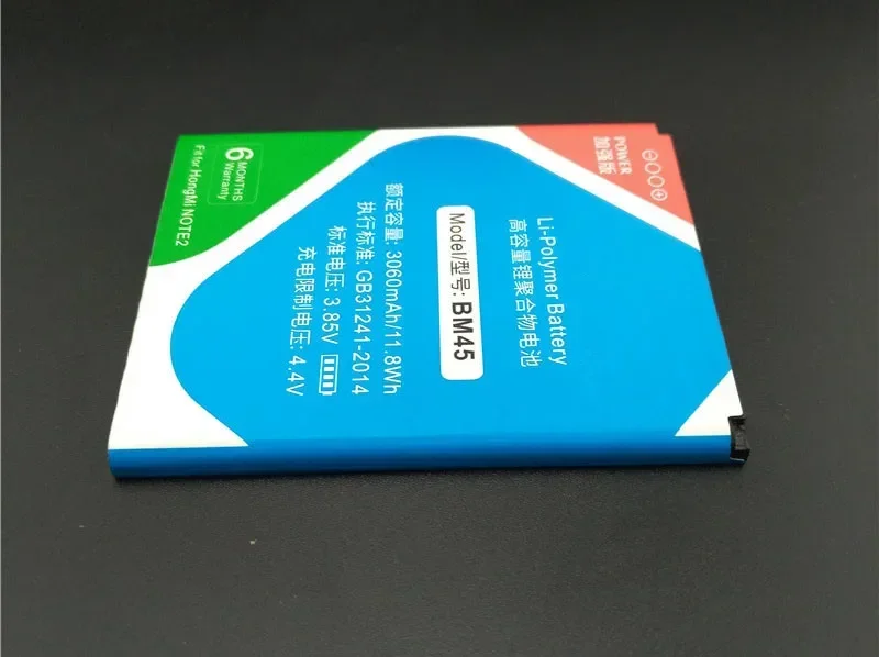 XDOU-BM45 Bateria De Polímero De Lítio, Bateria De Substituição Para Xiaomi Redmi, Nota De Arroz Vermelho 2, 3060mAh, Alta Qualidade, 2024