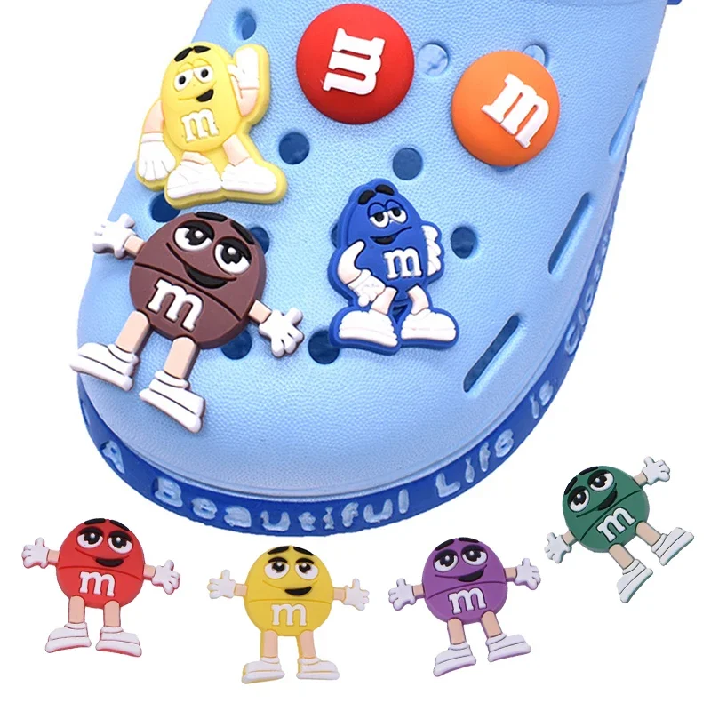 MINISO M&M's Chocolate chip bean Shoe Crocs Charms Cartoon Model DIY Crocs Jitz Accesorios Zuecos Crocs Decorations Wholesale