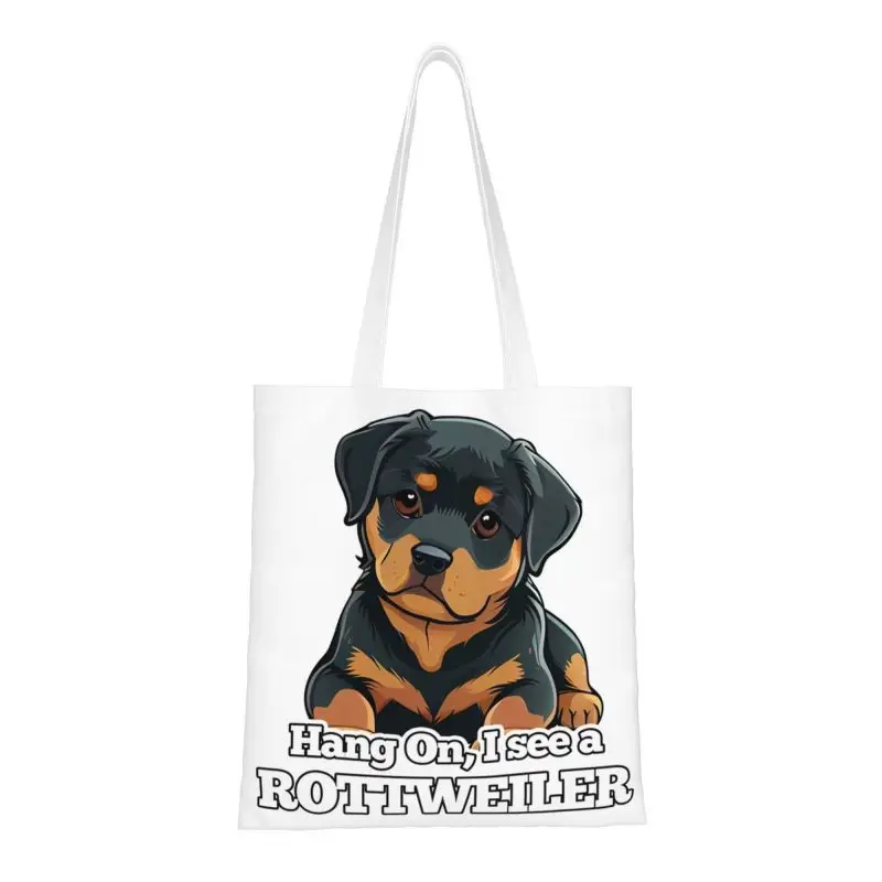 Fashion Rottweiler Shopping Tote Bags Reusable Animal Pet Canvas Grocery Shoulder Shopper Bag