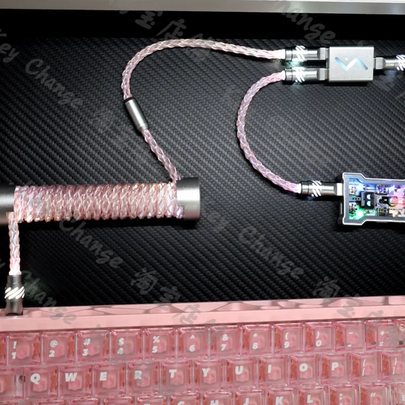Metal Hollow Out 8k Aviator Cable Rgb 2-in-1 Series Luminous Type-c Spiral Mechanical Magnetic Keyboard Cable Counterweight Rod