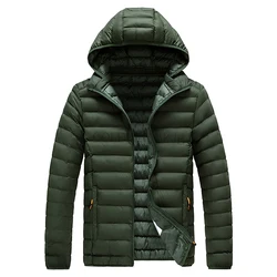 Heren Parka Herfst Winter Warme Waterdichte Jassen En Jassen Heren Capuchon Casual Outwear Afneembare Hoed Zwart Parkas Jas Man