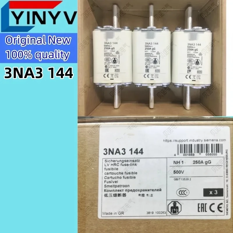 Free shipping 1pcs Fuse 3NA3144 250A NH1-gG fusible core fuse 500V 3NA3 144 Original New 100% quality