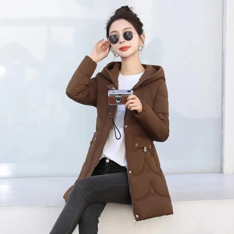 Down Cotton-padded Jacket Women\'s Wear 2025 Winter New Female Long Coat Hooded Slim Jacket Padded Warm Warm Cotton Padded Coat