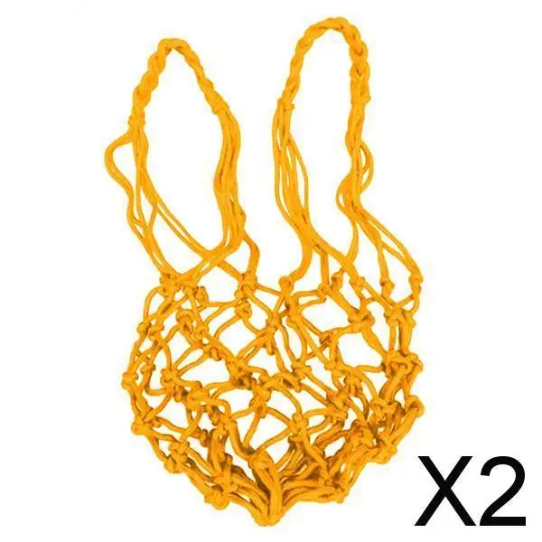 

2X Mesh Sports Ball Bag Carrier for Volleyball Basketball Football Yellow