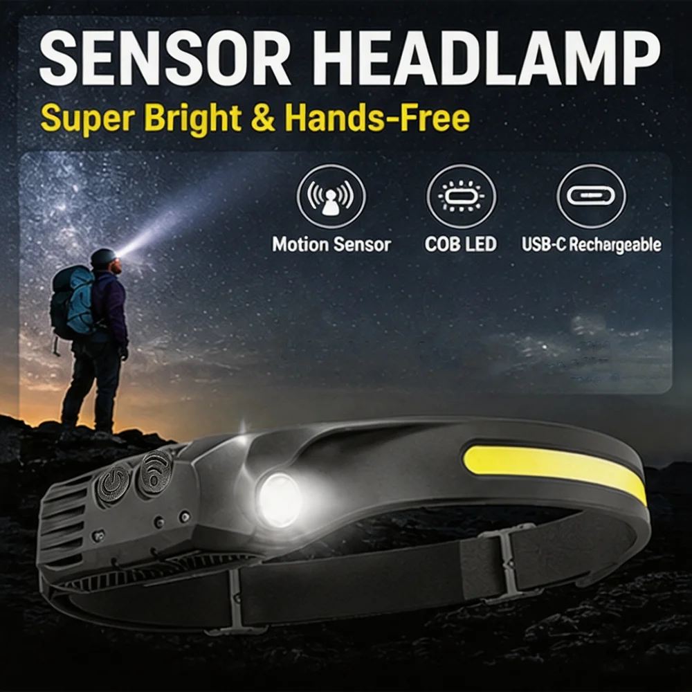 lanterna-de-cabeca-led-recarregavel-usb-com-sensor-de-movimento-cob-A-prova-d'agua-para-acampamento-pesca-e-trabalho-ao-ar-livre