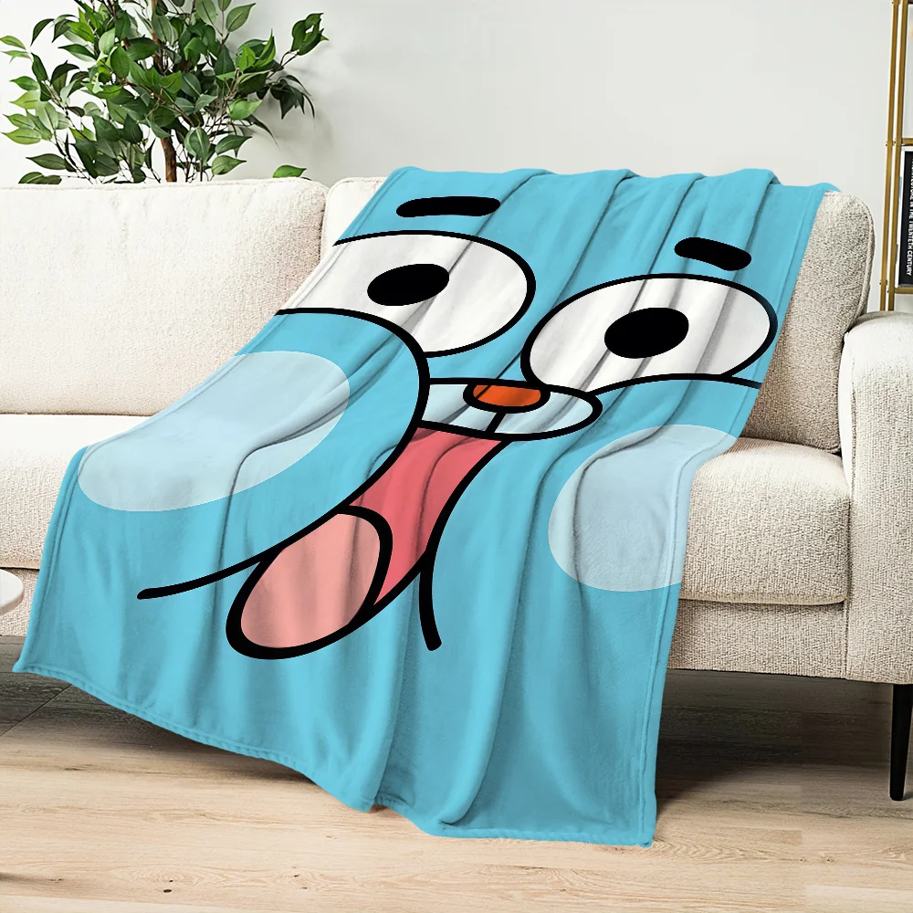 Anime Cartoon Funny Flannel Warm Soft Plush Blanket For Sofa Living Room Bedroom Travel Gift The A-Amazing World Of G-Gumball