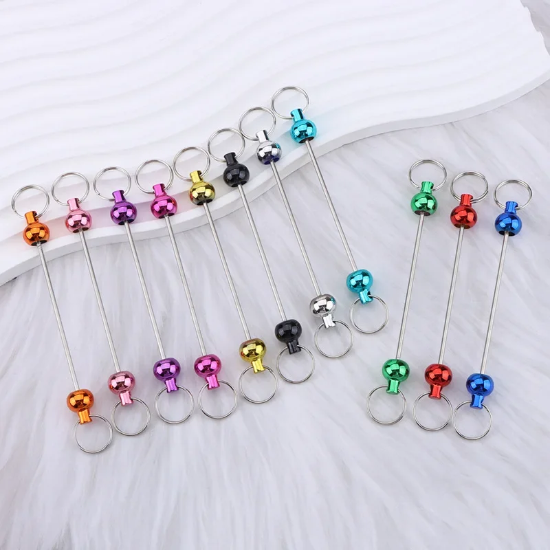 22Pcs Beaded Pen Creative Beadable Keychain Bar Blank Accessories Keychains Detachable Bars for Pendant