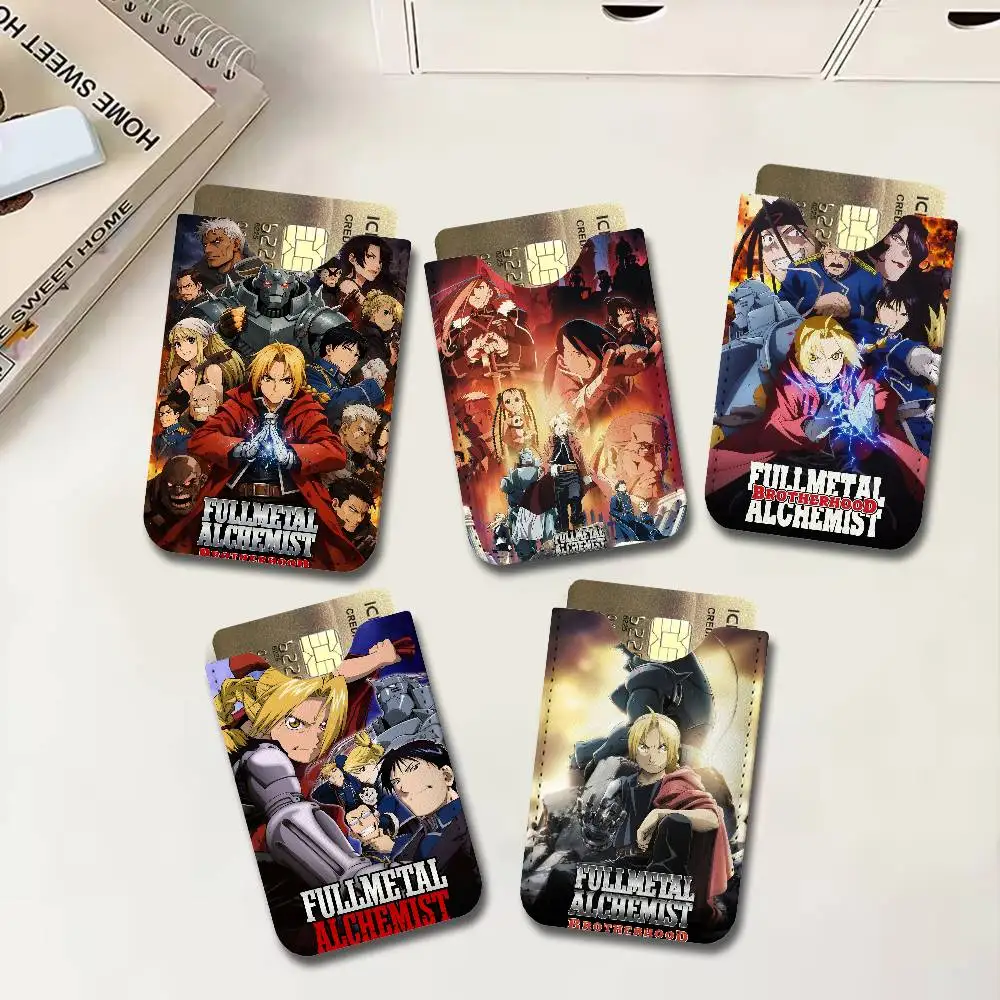Anime F-Fullmetal A-Alchemist Pu Leather Credit Card Holder Slim Business Cardholder Anti Theft Organizer for Outdoor Carrying