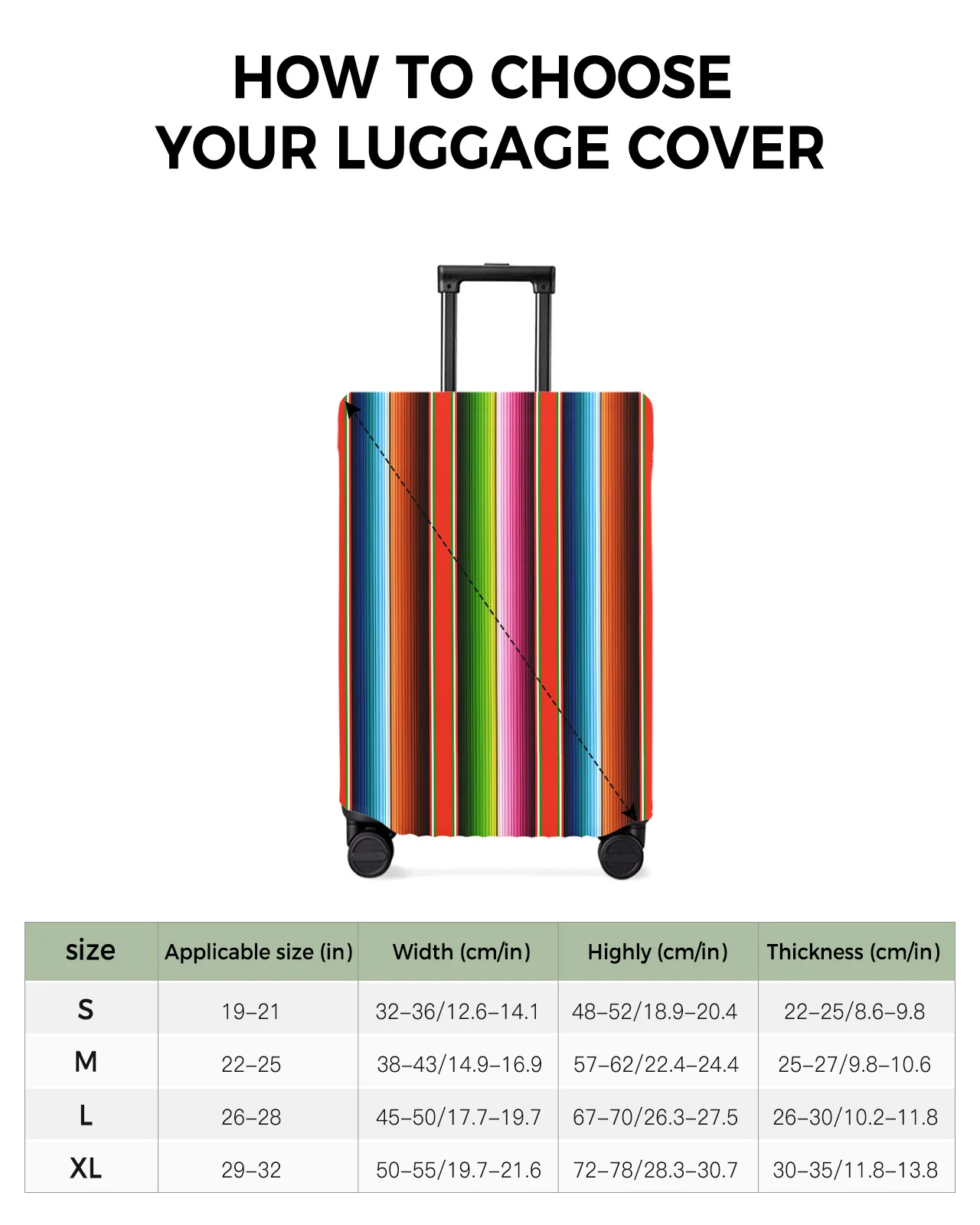 Colorful Mexican Stripes Travel Luggage Cover Elastic Baggage Cover For 18-32 Inch Suitcase Case Dust Cover Travel Accessories