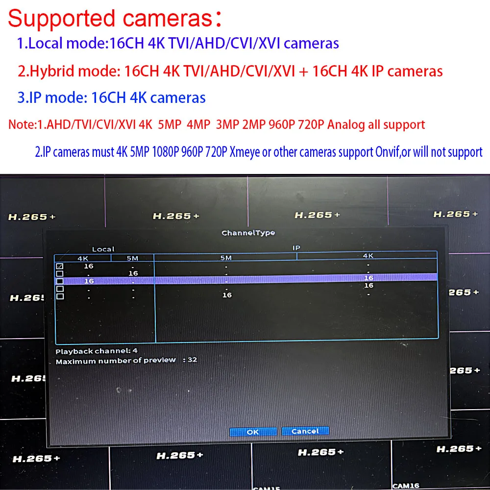 Digital Video Recorder 16 Ch 4K/8 Channel 4K-N CCTV DVR NVR Support Onvif For 8MP 5MP Analog AHD IP Surveillance Security Camera
