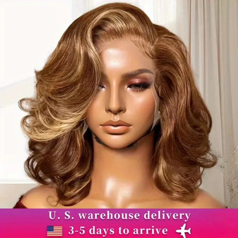 Ombre Lace Front Wig Human Hair 4/27 Body Wave 13x4 Glueless Wigs Human Hair Pre Plucked Pre Cut 200% Density Highlight Wig
