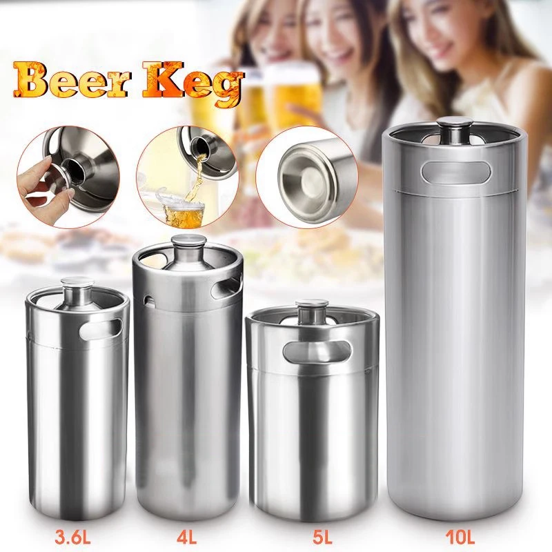 Beer Keg Growler 2L/3.6L/4L/5L Craft Beer Barrel Mini Casks  Portable Beer Carbonated Dispensing Container for BBQ/Brewing Party