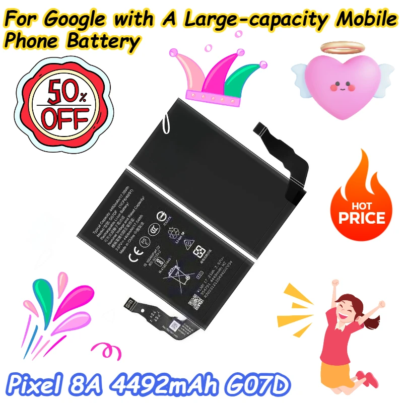 G07DF For Google Pixel 8A with A Large-capacity 4492mAh Mobile Phone Battery