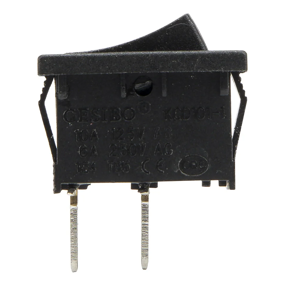 10 pçs/lote KCD1-101 alta qualidade perfurar 19x13mm 2 pinos on-off barco interruptor de balancim interruptor de alimentação