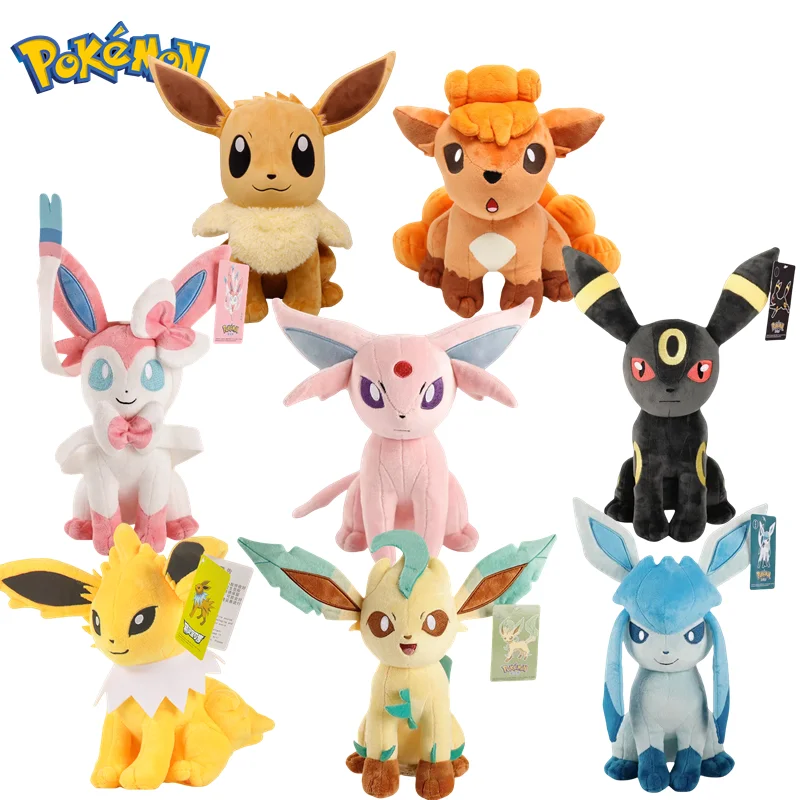 오리지널 포켓몬 피카츄 봉제 장난감 인형, 실베온, 잎사귀, 졸테온, 이브이, Vulpix, Glaceon 우산, 봉제 만화, 어린이 선물, 23-35cm