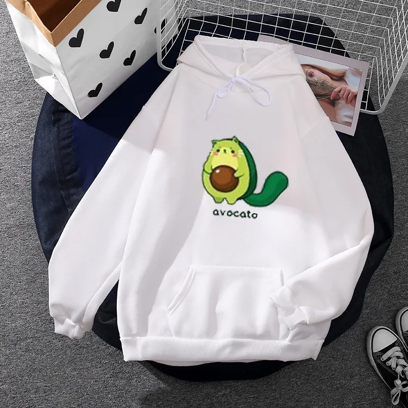 2022 Harajuku Funny Cartoon Avocado Print Ladies Hoodies Fashion Streetwear Pullovers Winter Womens Graphic Sweatshirt sudaderas