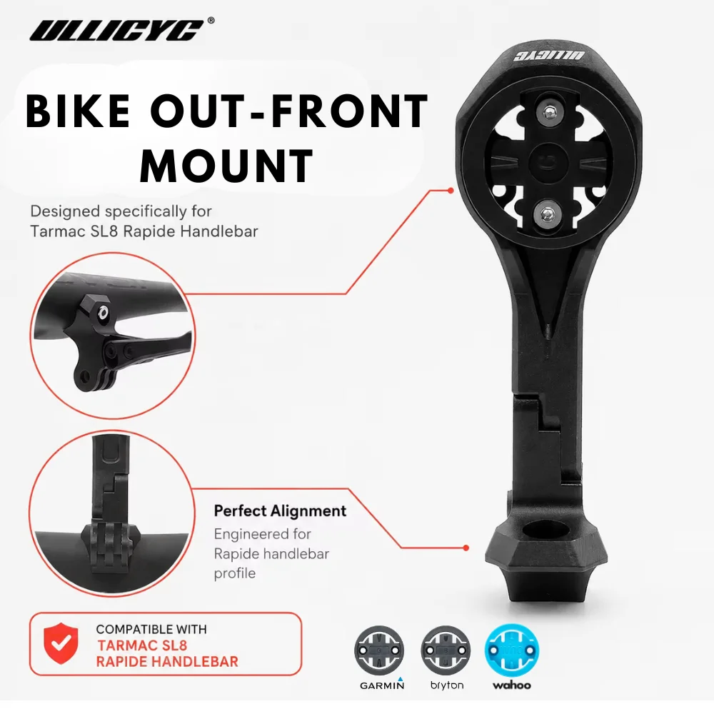 BIKE MOUNT ULLICYC For SL8 Rapide Integrated Handlebar Computer Mount Compatible With Gopro/GPS/Garmin/Bryton/Wahoo Alloy