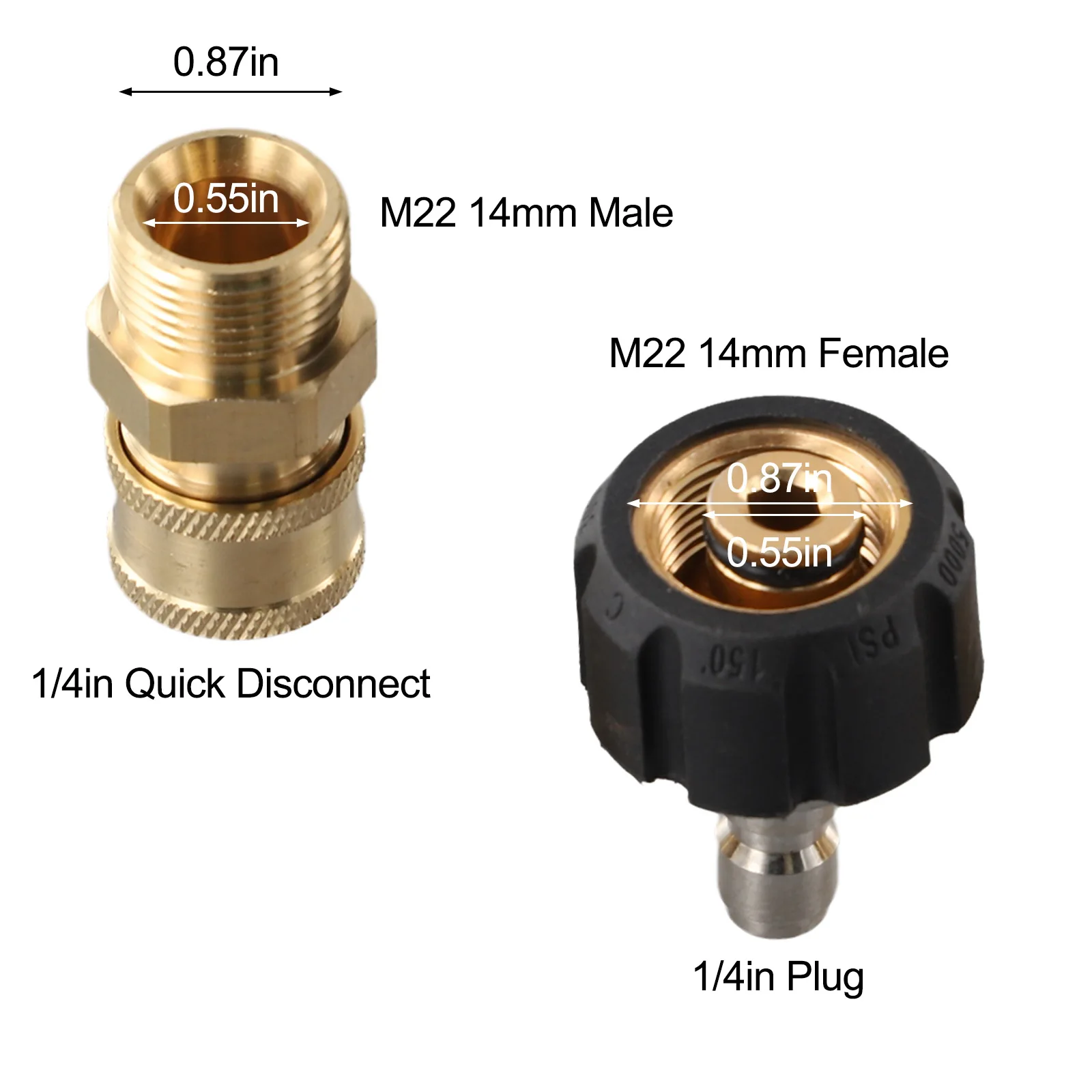 

Leak proof Connector Pressure Washer Adapter Sets, M22 14mm to 1/4 Quick Connect Fittings, Prevent Water Leakage