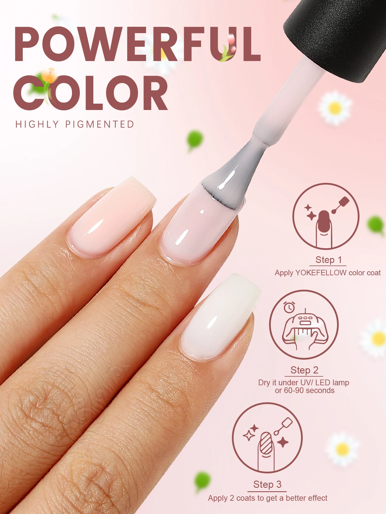 Zestaw lakierów hybrydowych YOKEFELLOW Jelly Gel, 10 ml, zestaw lakierów nude, mleczny nude, prześwitujący róż, lakier hybrydowy UV do zmywania, 6 sztuk