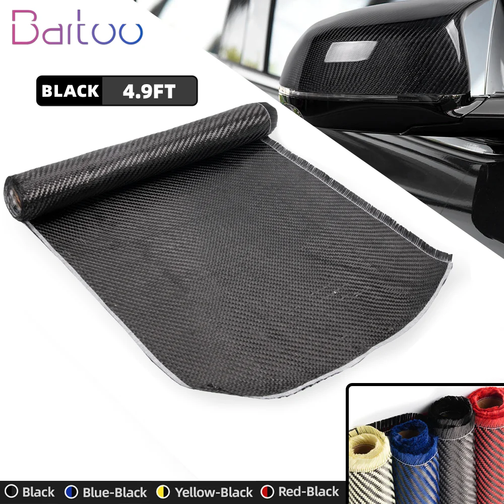 12"x5FT Twill Weave Carbon Fiber Fabric Cloth 3K 220gsm High Strength Fabric Carbon Fiber for Cars Boats Bicycle Racket BAG057