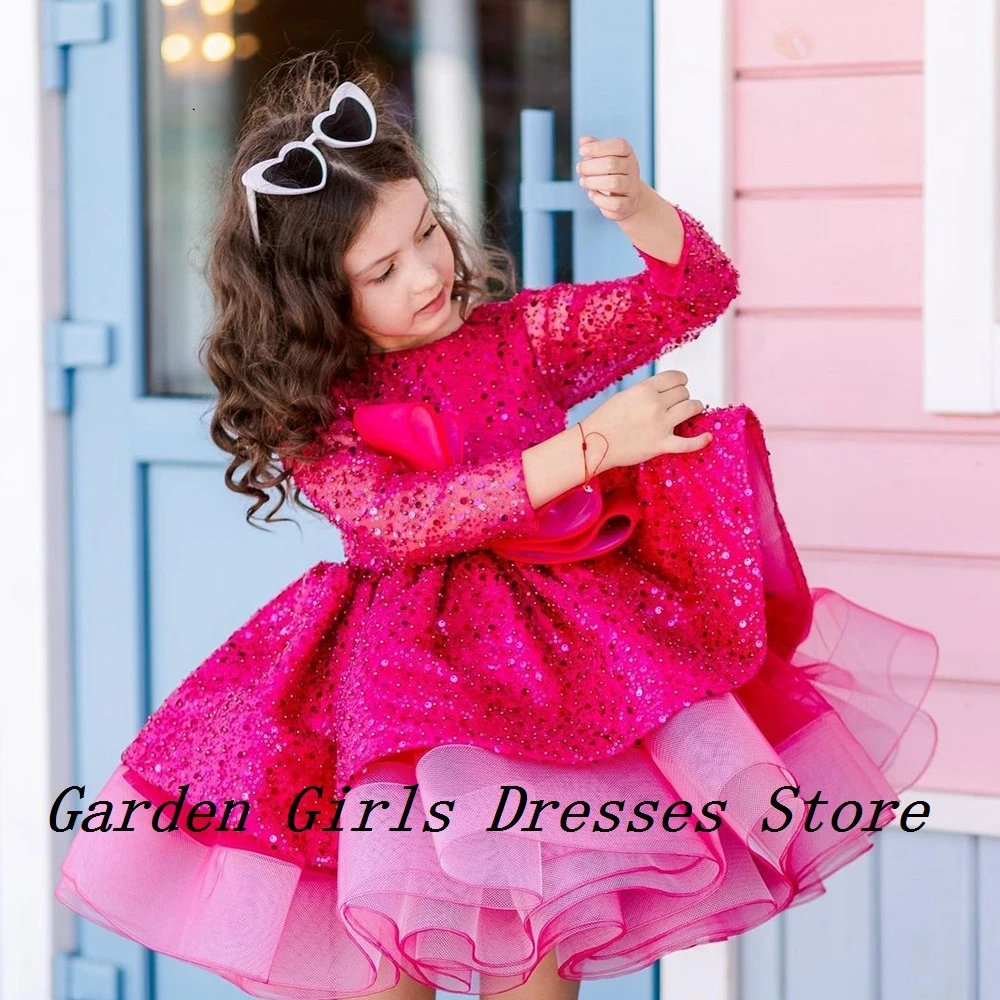 

Charming Scoop Flower Girls Dresses with Sequined Full Sleeve Christmas Dresses for Princess 2024 Winter فستان عيد الميلاد 2025