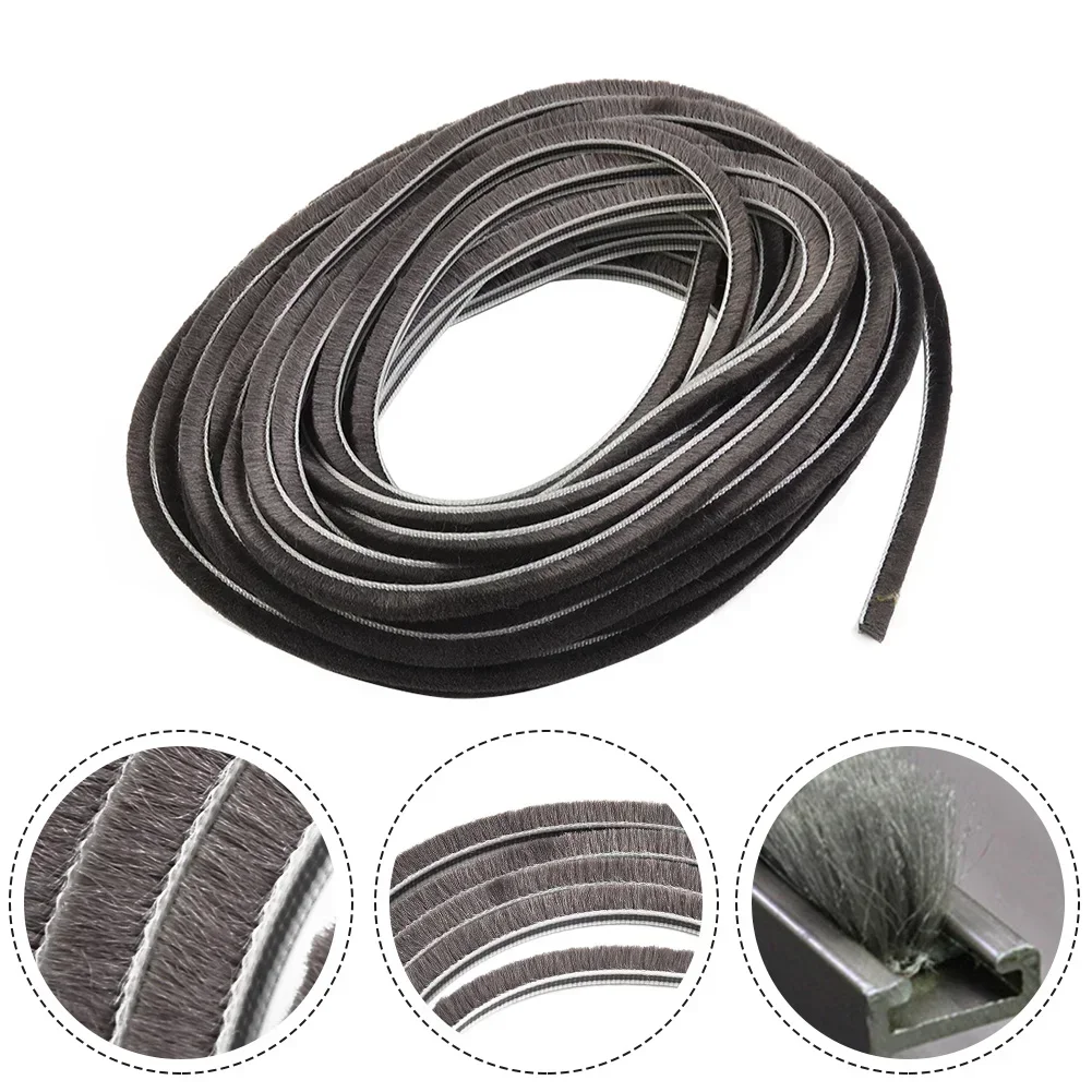 

10m Draught Excluder Brush Window Pile Seal Strip Door Weatherstrip 5mm*6mm For Sealing Windows, Doors, Cabinets, Wardrobes