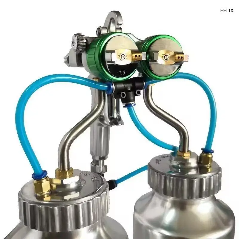 

NEW PT-22B Double-headed Pneumatic Sprayer Dual Head Air Pneumatic Pressure Sprayer Spray Gun With Pot 8-12cfm 100