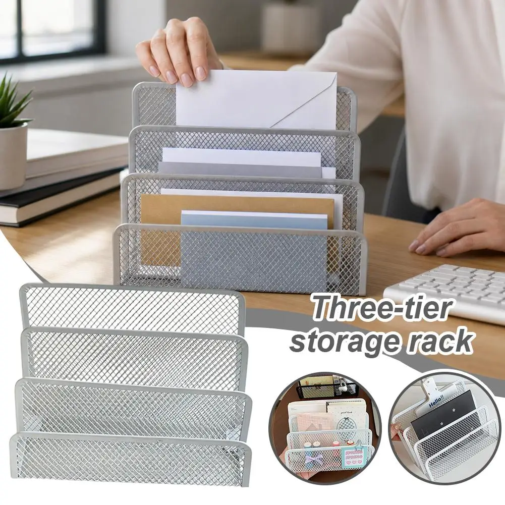 4‑Tier Metal Mesh Letter Sorter Desk File Organizer Multi‑Compartment Mail Document Holder Sturdy Envelope Card Storage Rack