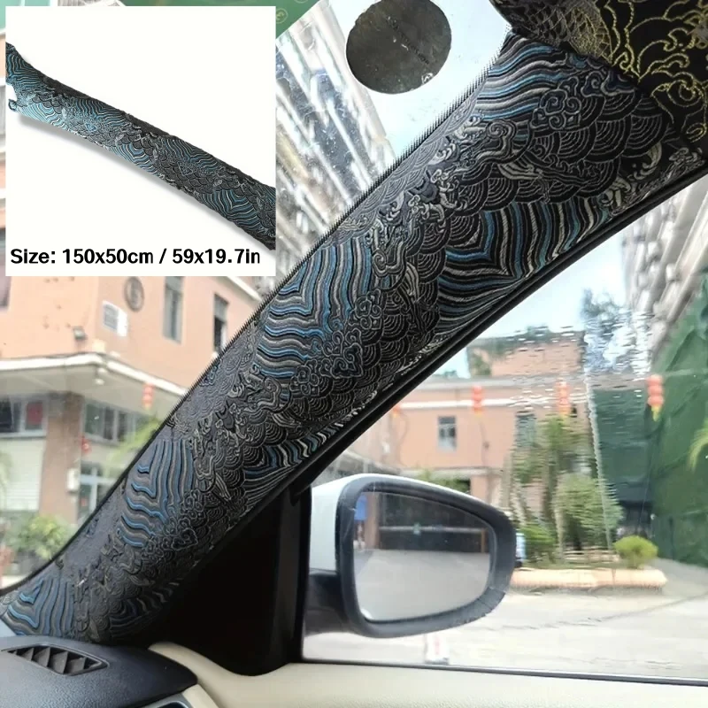 

Self-Adhesive Car Interior Decals for A-Pillars DIY Renovate Modification Cloth Sticker Decor Car Roof Liner Embroidered Fabric