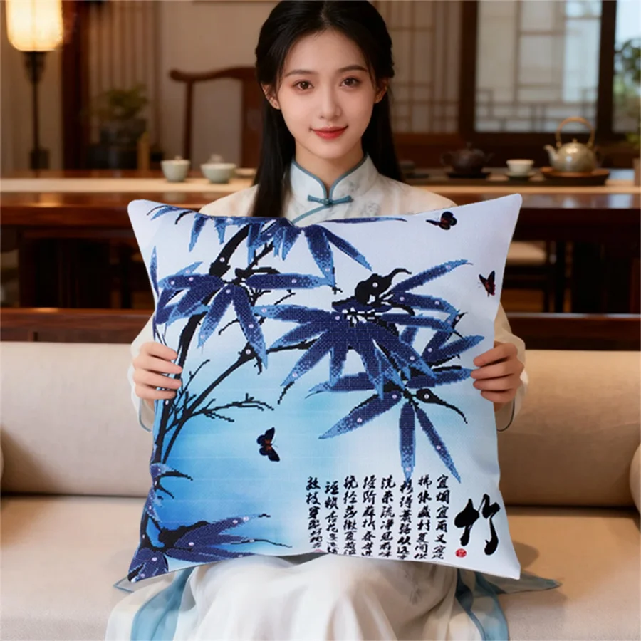 

Cross stitch pillow kit embroidery needlework sets Diy printed 5D cross stitch pillow kits patterns paintings accessories fabric