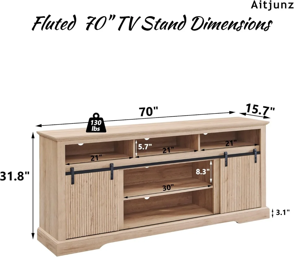 Fluted TV Stand for 80 Inch TVs, 32