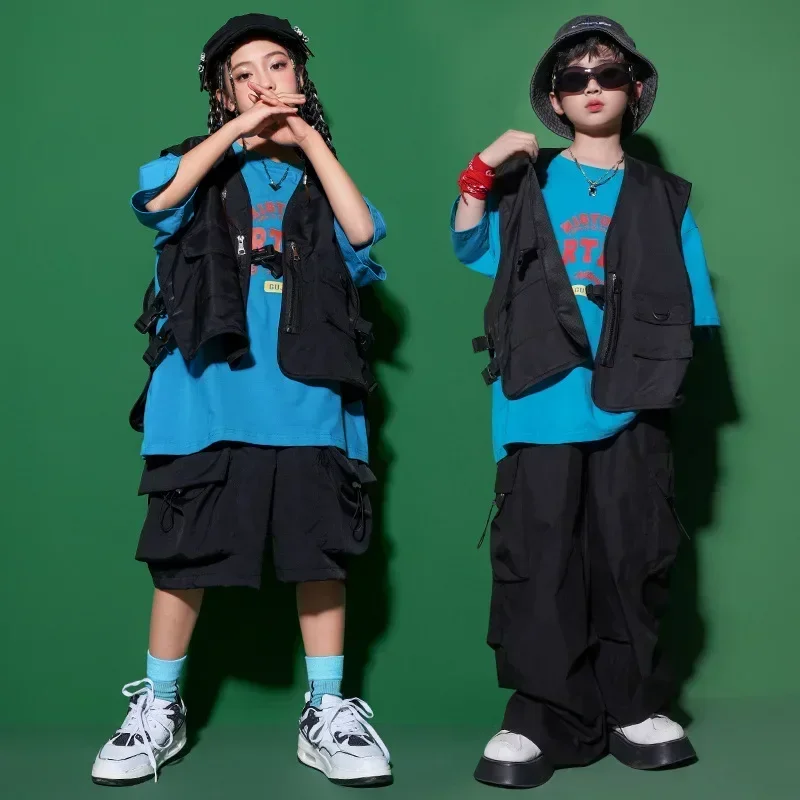 Schwarz Street Dance Tragen Rave Kleidung Kinder Mädchen Jazz Dance Outfits Ballsaal Tanzen Kleidung Bühne Kostüm Hip Hop Dance Kleidung