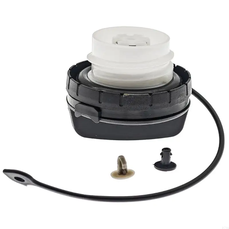 Leakproof Closure Cap with 17251-1VZ0D Reference, Smooth Black ABS Exterior, Attached Tether, and Clear Top D7YA