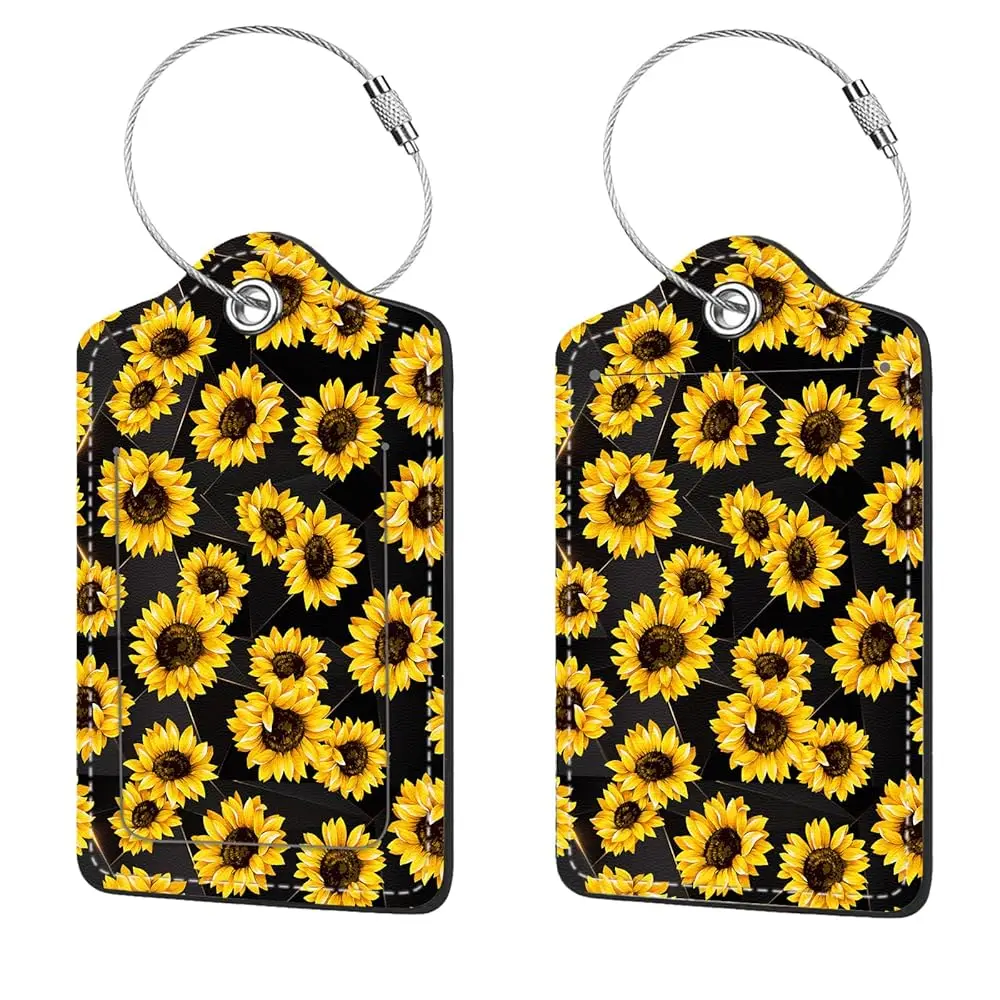 

Free Shipping2 Pcs Luggage Tags for Suitcase, Cute Unique PU Leather Travel Bag Tag with Privacy Cover ID Label Address Card and