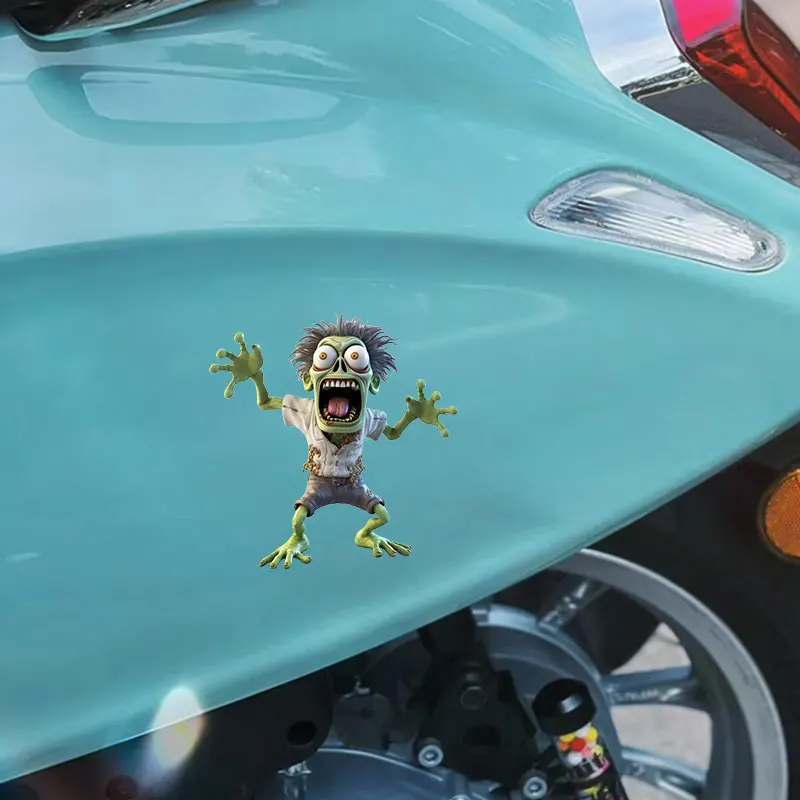 1PC Cute Green Zombie Motorcycle Stickers Waterproof DIY Motorbike Side Panels Fuel Tank Fairing Decals Halloween Decoration