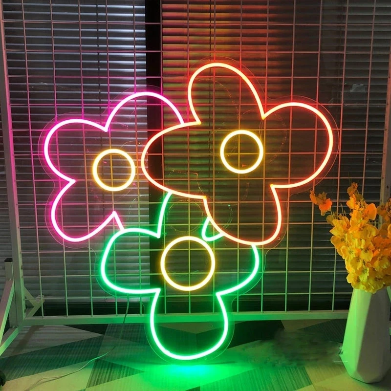 Popping Flowers Neon Sign Custom Daisy LED Neon Sign Lights For Home Room Wall Decor Party Decor Customize Your Favorite Flowers