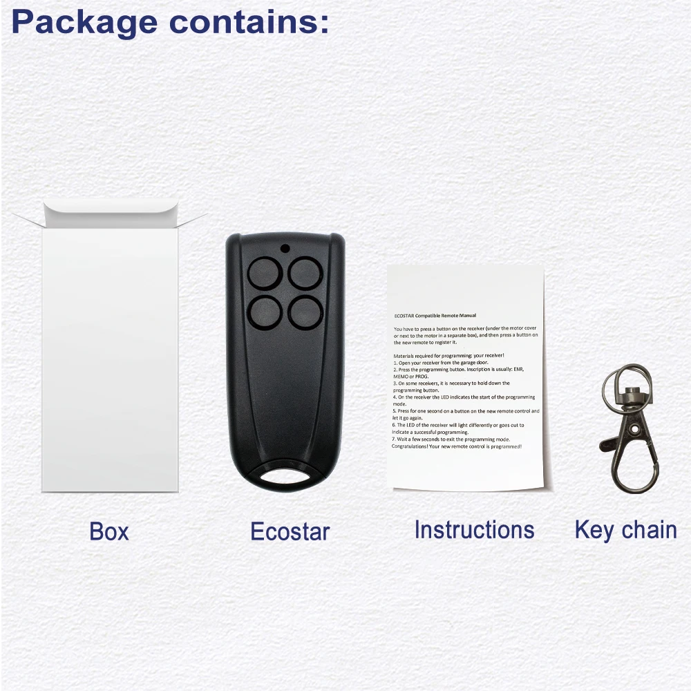 Remote Control HORMANN ECOSTAR RSC2, RSE2 Compatible Remote Control 433,92Mhz Transmitter Rolling Code 433 MHZ Garage Door Opene