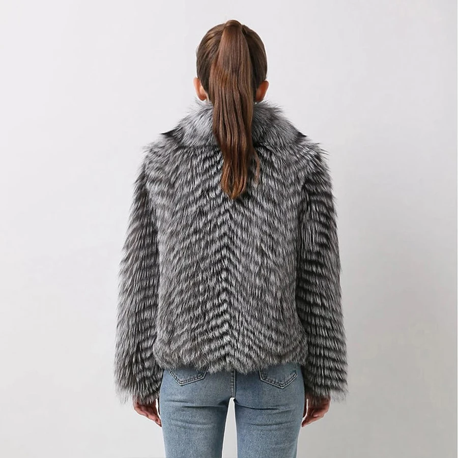 Real Silver Fox Fur Coats Winter Warm Fox Fur Jackets Womens 2024 New Arrivals Fox Fur Coat High Quality Womens Outwears