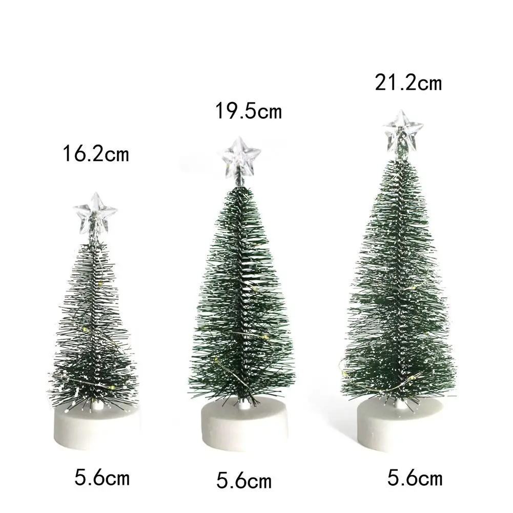 3pcs Led Mini Christmas Tree Desktop Decoration Ornaments Photography Props With Colorful Lights For Home