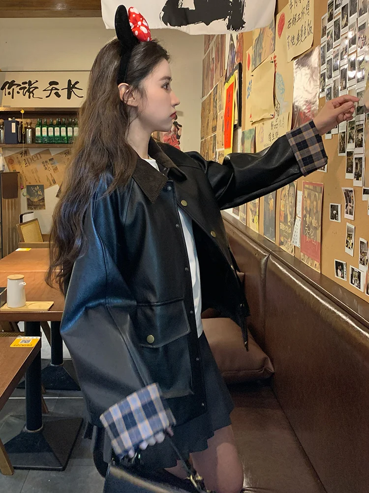 

Осенние женские куртки с короткими подкладками, прямые, окрашенные в галстук, авокадо, облегающие талии, средние, нерегулярные, ленивые, весенне-осенние, обычные для пар